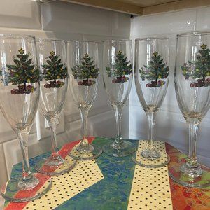 Six SPODE Vintage Champagne Flute Glasses for the Holladay's *8.25"